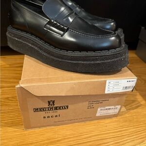 Sacai Black Leather Loafers for Men